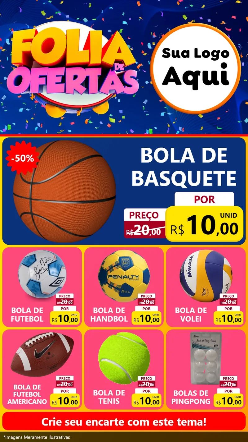 Modelo de Rede Social para Stories com o tema Folia de Ofertas para Artigos Esportivos
