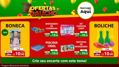 Modelo de TV para TV Horizontal com o tema Ofertas Semana Do Gaúcho para Brinquedos