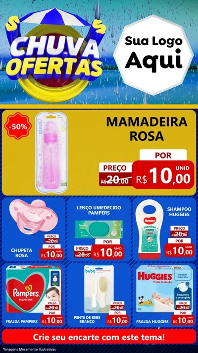 Modelo de Rede Social para Stories com o tema Chuva de Ofertas para Bebês