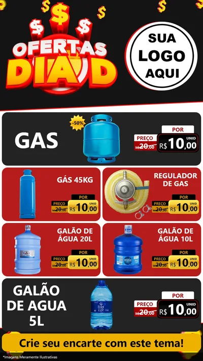 Modelo de TV para TV Vertical com o tema Ofertas Dia D para Água e gás