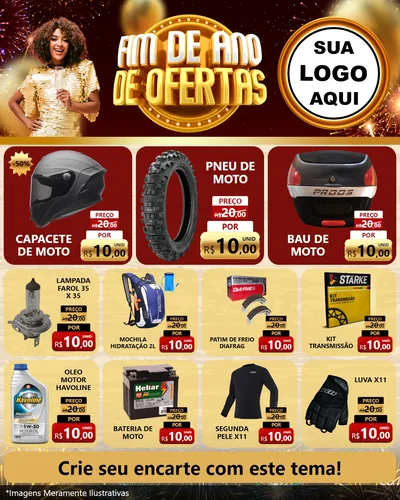 Modelo de Rede Social para Feed Instagram com o tema Fim de Ano de Ofertas para Moto peças