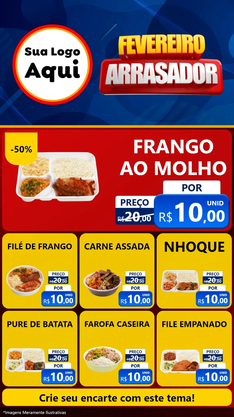 Modelo de Rede Social para Stories com o tema Fevereiro Arrasador para Restaurante