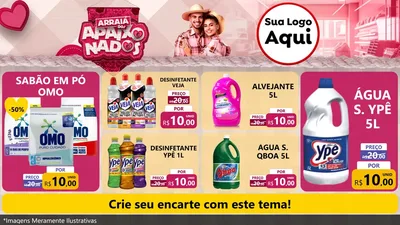 Modelo de TV para TV Horizontal com o tema Arraiá dos Apaixonados - Junina para Produtos de Limpeza