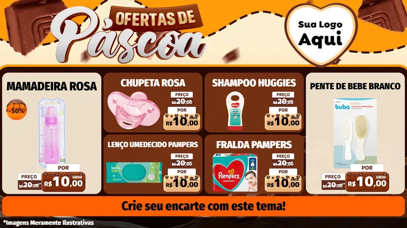 Modelo de TV para TV Horizontal com o tema Ofertas de Páscoa para Bebês