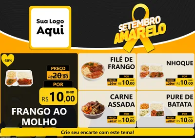 Modelo de Encarte para Encarte A4 Horizontal com o tema Setembro Amarelo para Restaurante