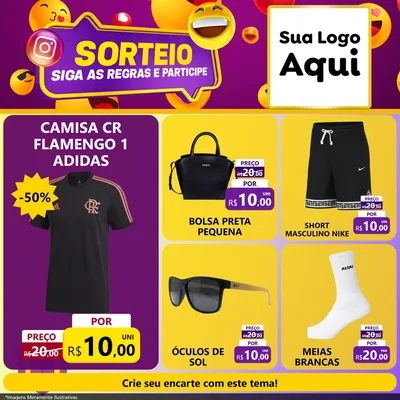 Modelo de Rede Social para Feed Facebook com o tema Sorteio para Roupas e acessórios