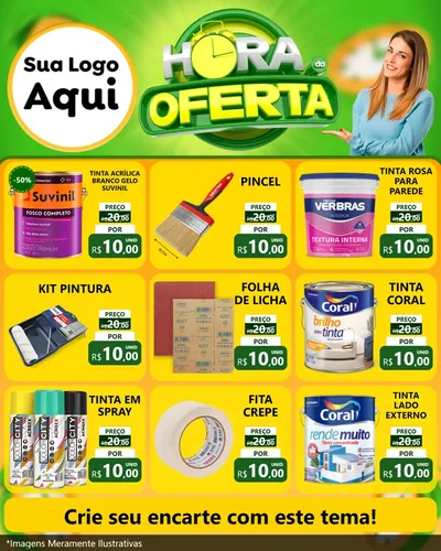 Modelo de Rede Social para Feed Instagram com o tema Hora da Oferta para Tintas e Ferramentas
