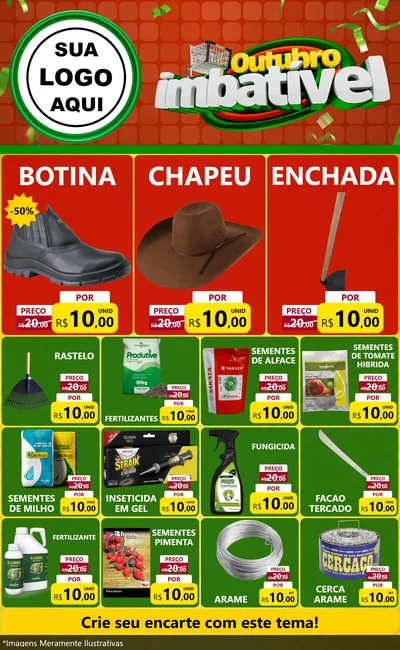 Modelo de Encarte para Encarte Grande com o tema Outubro Imbatível para Agropecuária