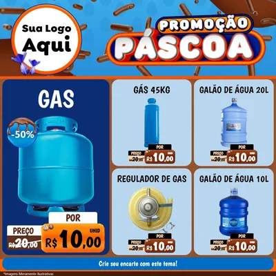 Modelo de Rede Social para Feed Facebook com o tema Promoção Páscoa para Água e gás