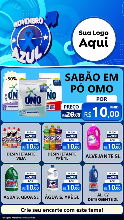 Modelo de Rede Social para Stories com o tema Novembro Azul para Produtos de Limpeza