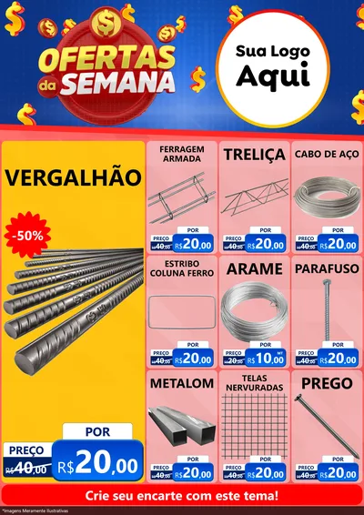Modelo de Encarte para Encarte A4 Vertical com o tema Ofertas Da Semana para Ferragens