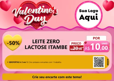 Modelo de Cartaz para Cartaz A4 Horizontal com o tema Valentine's Day para Frios e Laticínios