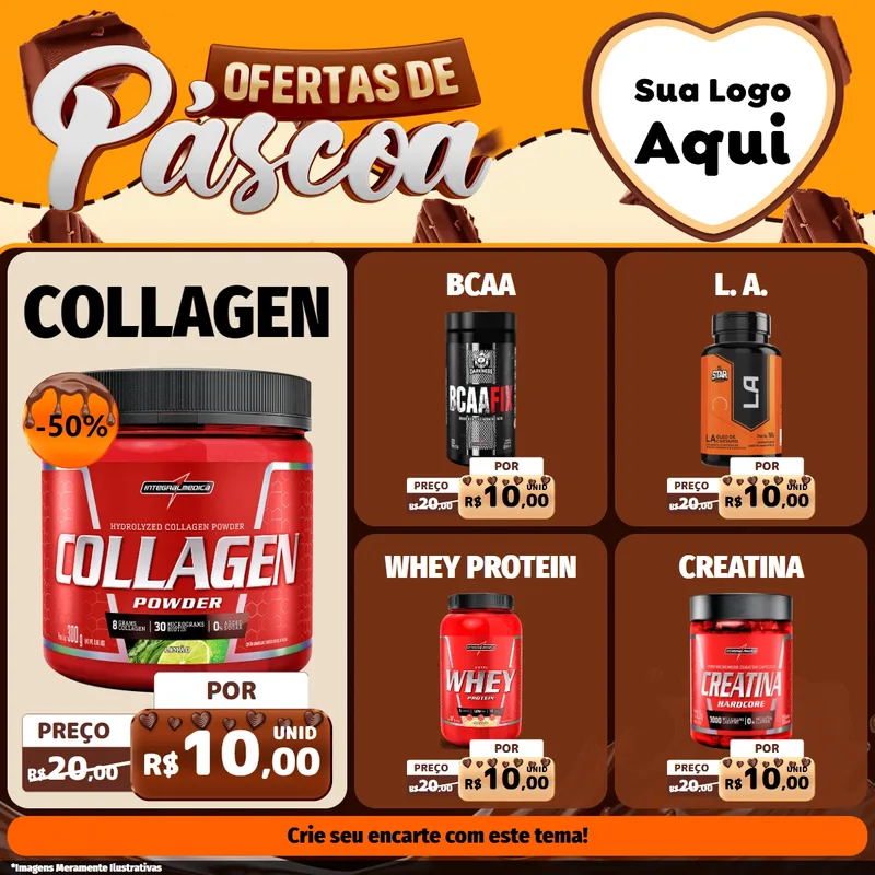 Modelo de Rede Social para Feed Facebook com o tema Ofertas de Páscoa para Suplementos alimentares
