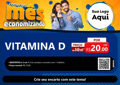Modelo de Cartaz para Cartaz A4 Horizontal com o tema Comece O Mês Economizando para Farmácia