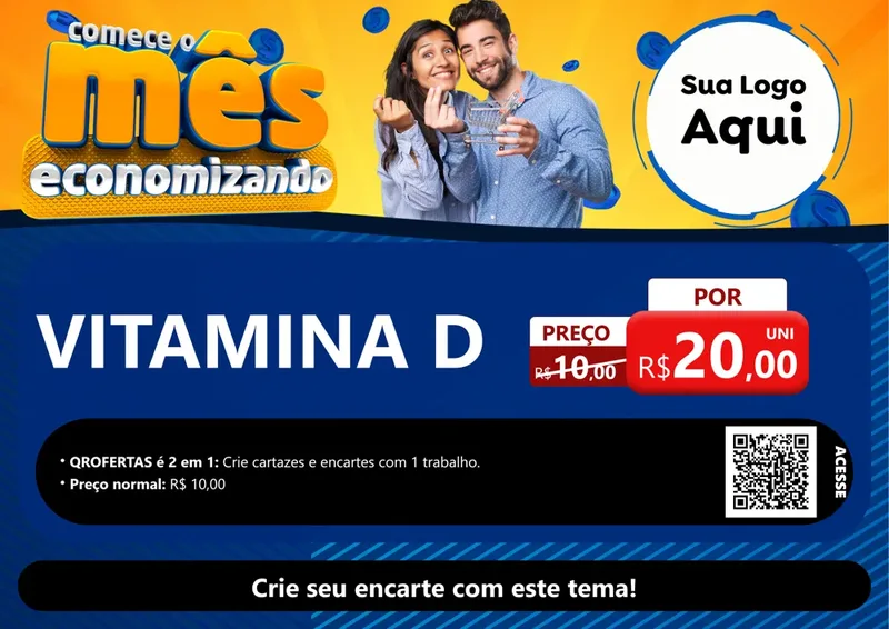 Modelo de Cartaz para Cartaz A4 Horizontal com o tema Comece O Mês Economizando para Farmácia