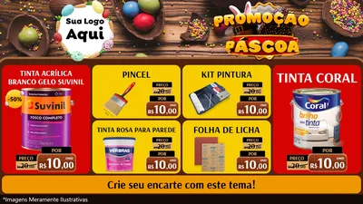Modelo de TV para TV Horizontal com o tema Promoção Páscoa para Tintas e Ferramentas