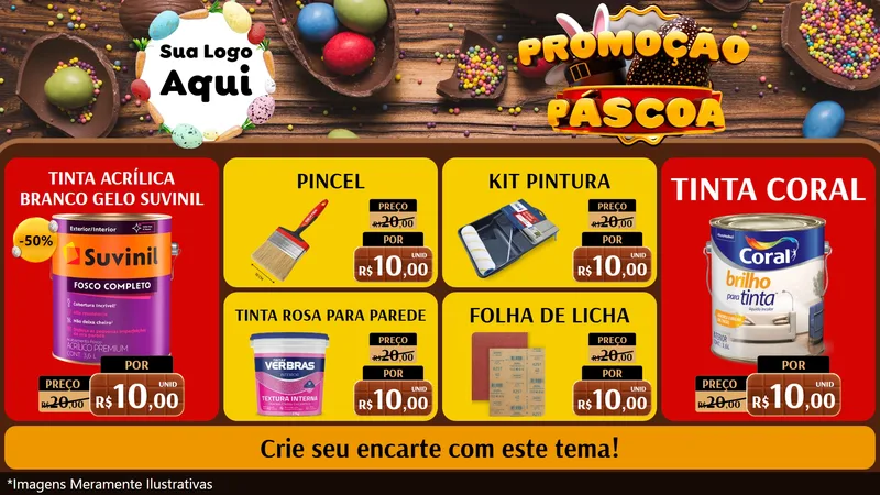 Modelo de TV para TV Horizontal com o tema Promoção Páscoa para Tintas e Ferramentas