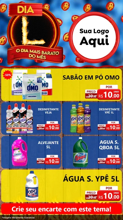Modelo de TV para TV Vertical com o tema Dia L - O Dia Mais Barato Do Mês para Produtos de Limpeza