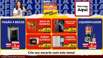 Modelo de TV para TV Horizontal com o tema Ofertas de Agosto - Preços Incríveis para Móveis e Eletro