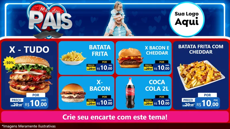 Modelo de TV para TV Horizontal com o tema Mês Dos Pais para Hamburgueria