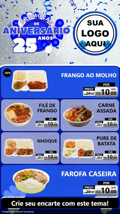 Modelo de TV para TV Vertical com o tema Promoção de Aniversário - 25 Anos para Restaurante