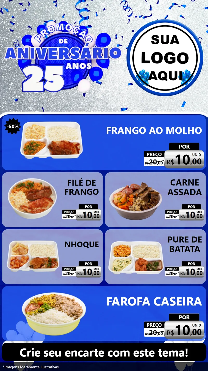 Modelo de TV para TV Vertical com o tema Promoção de Aniversário - 25 Anos para Restaurante