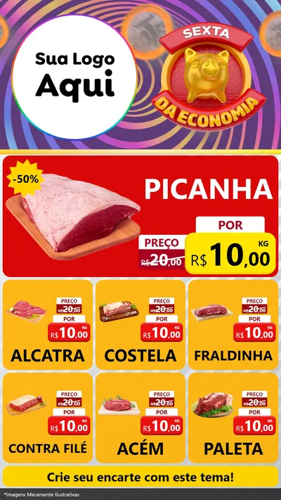 Modelo de Rede Social para Stories com o tema Sexta da Economia para Açougue