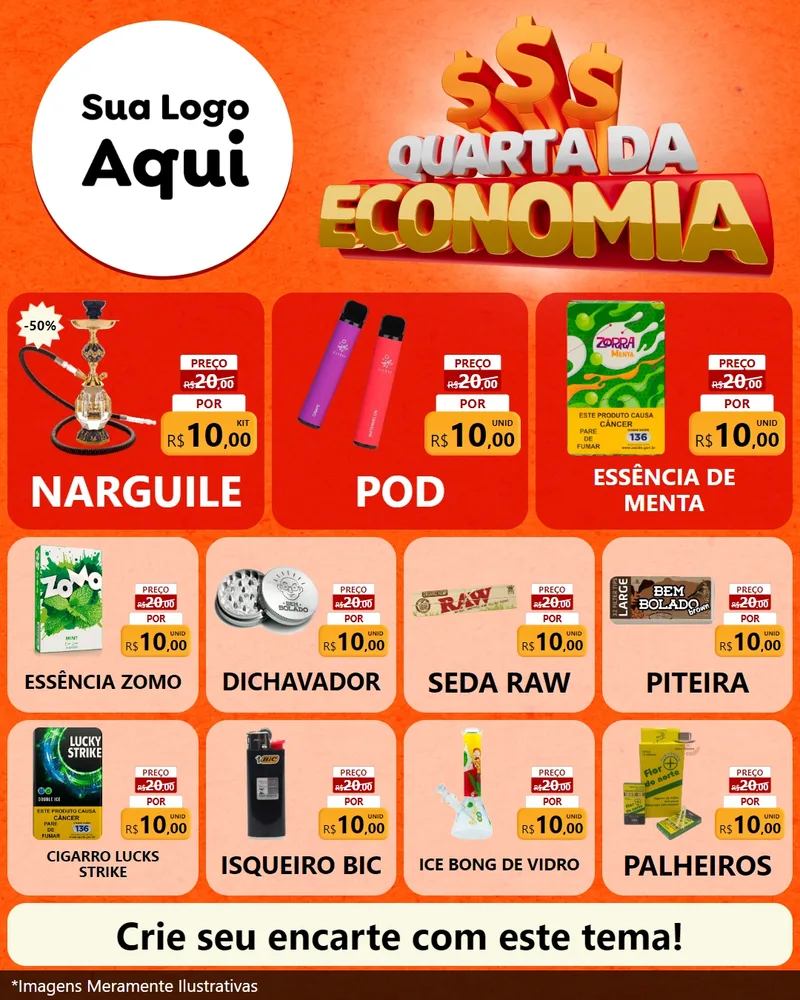 Modelo de Rede Social para Feed Instagram com o tema Quarta da Economia para Tabacaria