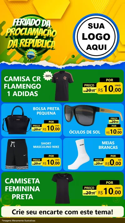 Modelo de TV para TV Vertical com o tema Feriado da Proclamação da República para Roupas e acessórios