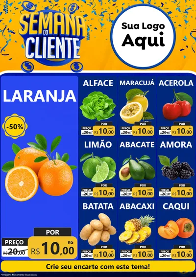 Modelo de Encarte para Encarte A4 Vertical com o tema Semana do Cliente para Hortifrúti