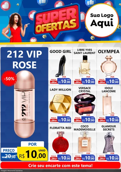 Modelo de Encarte para Encarte A4 Vertical com o tema Super Ofertas para Perfumes