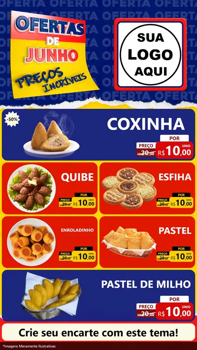 Modelo de TV para TV Vertical com o tema Ofertas de Junho - Preços Incríveis para Salgadaria