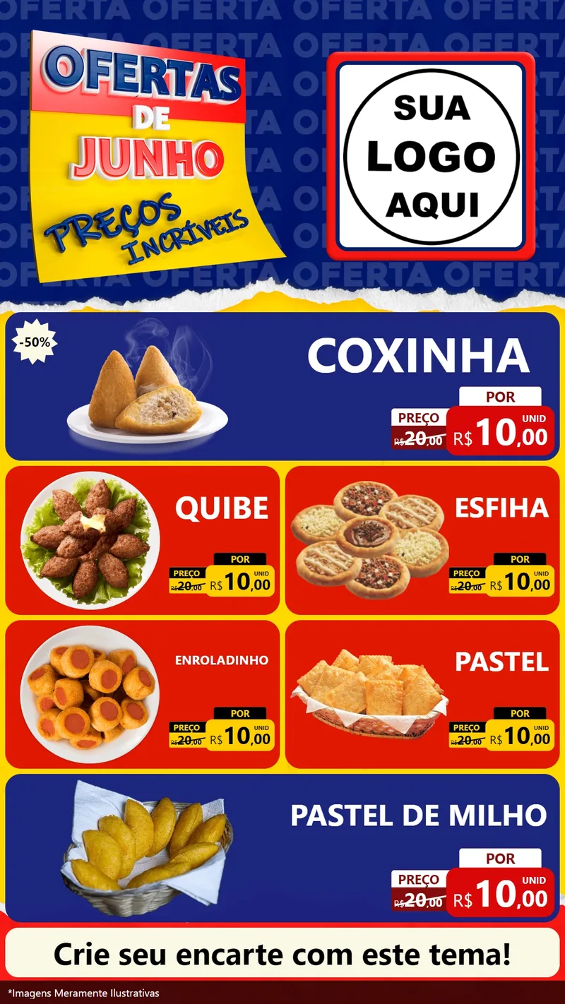 Modelo de TV para TV Vertical com o tema Ofertas de Junho - Preços Incríveis para Salgadaria