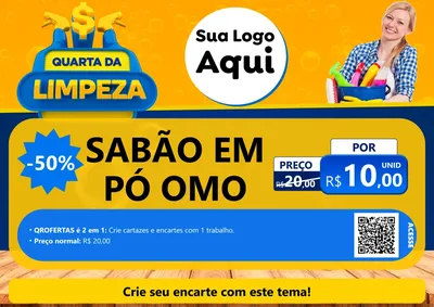 Modelo de Cartaz para Cartaz A4 Horizontal com o tema Quarta da Limpeza para Produtos de Limpeza