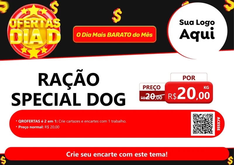 Modelo de Cartaz para Cartaz A4 Horizontal com o tema Dia D para Pet Shop