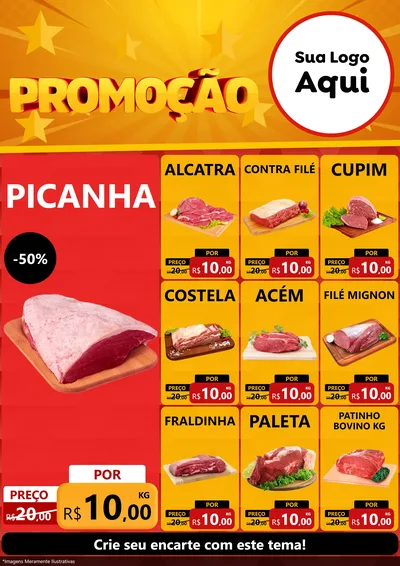 Modelo de Encarte para Encarte A4 Vertical com o tema Promoção para Açougue