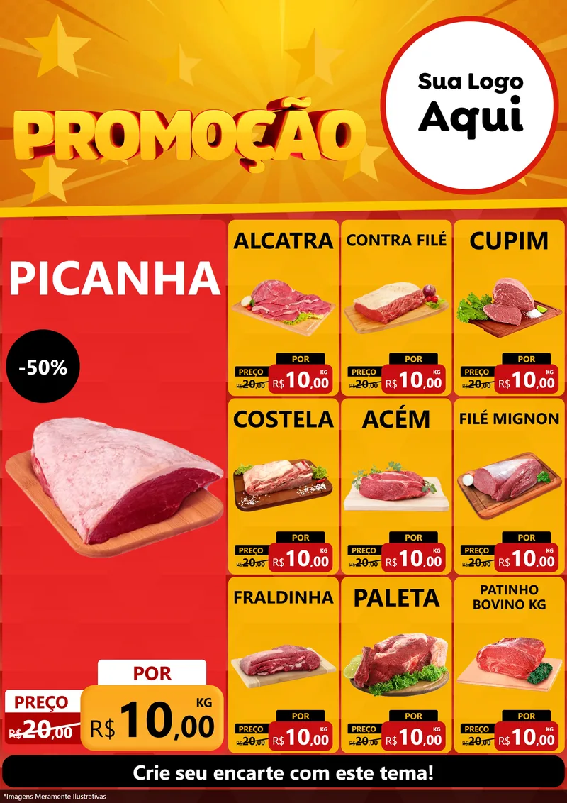 Modelo de Encarte para Encarte A4 Vertical com o tema Promoção para Açougue