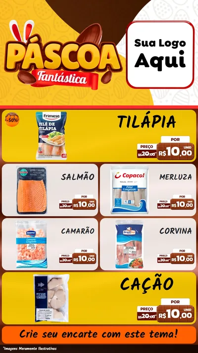 Modelo de TV para TV Vertical com o tema Páscoa Fantástica para Peixaria