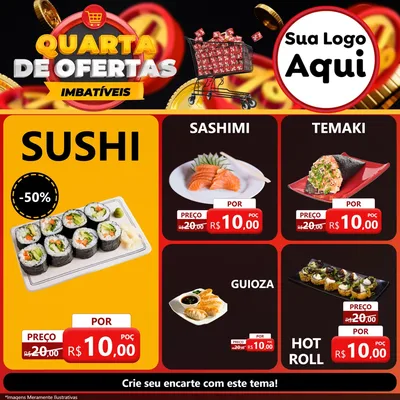 Modelo de Rede Social para Feed Facebook com o tema Quarta de Ofertas Imbatíveis para Comida japonesa