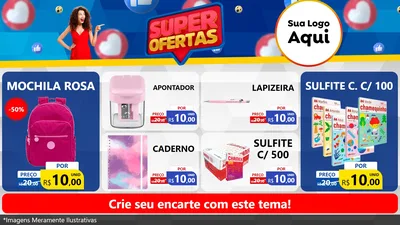 Modelo de TV para TV Horizontal com o tema Super Ofertas para Papelaria