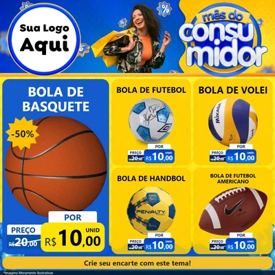 Modelo de Rede Social para Feed Facebook com o tema Mês do Consumidor para Artigos Esportivos