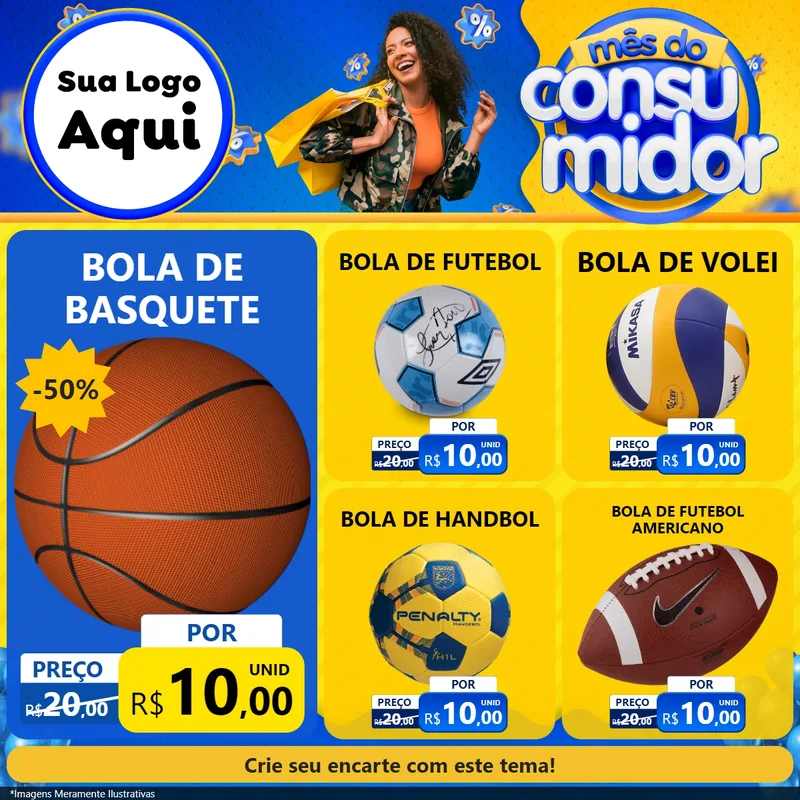 Modelo de Rede Social para Feed Facebook com o tema Mês do Consumidor para Artigos Esportivos