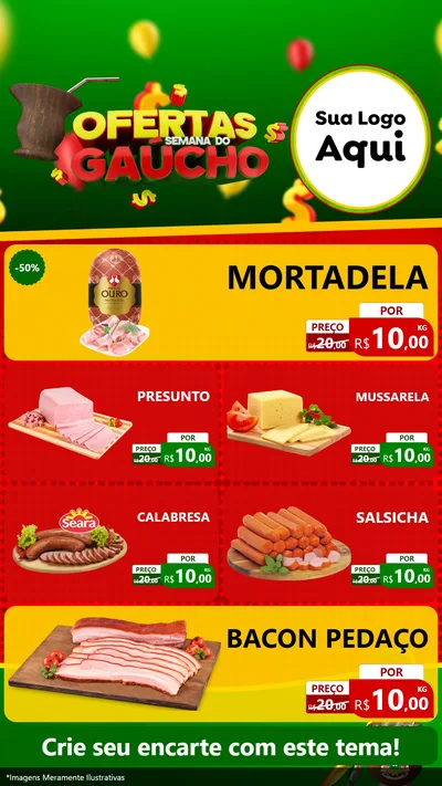Modelo de TV para TV Vertical com o tema Ofertas Semana Do Gaúcho para Frios e Laticínios
