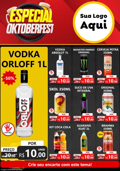 Modelo de Encarte para Encarte A4 Vertical com o tema Especial Oktoberfest para Distribuidora de bebidas