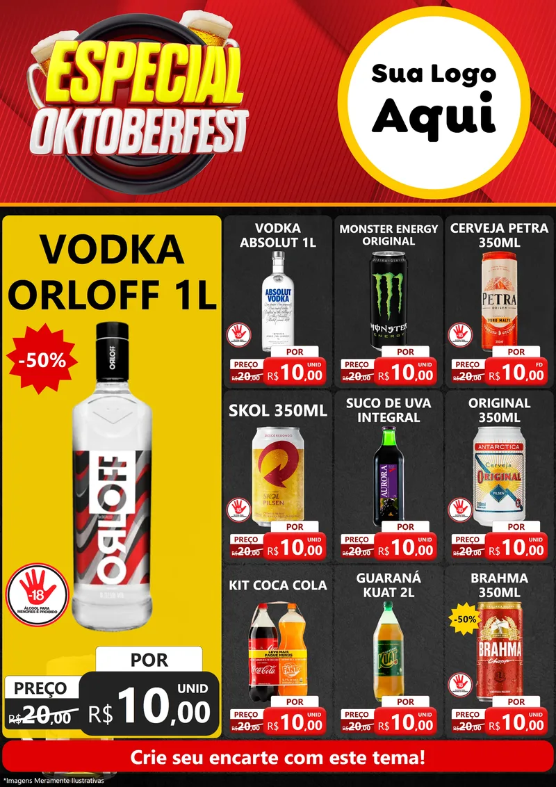 Modelo de Encarte para Encarte A4 Vertical com o tema Especial Oktoberfest para Distribuidora de bebidas