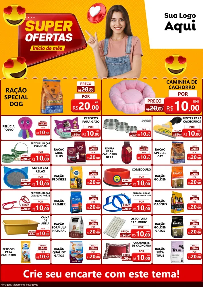 Modelo de Encarte para Encarte A4 Vertical com o tema Super Ofertas Inicio De mês para Pet Shop