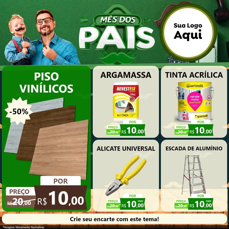 Modelo de Rede Social para Feed Facebook com o tema Mês dos Pais para Material para Construção