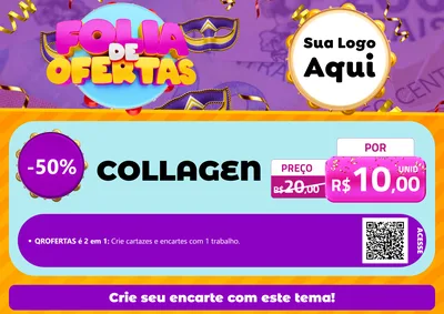 Modelo de Cartaz para Cartaz A4 Horizontal com o tema Folia de Ofertas para Suplementos alimentares