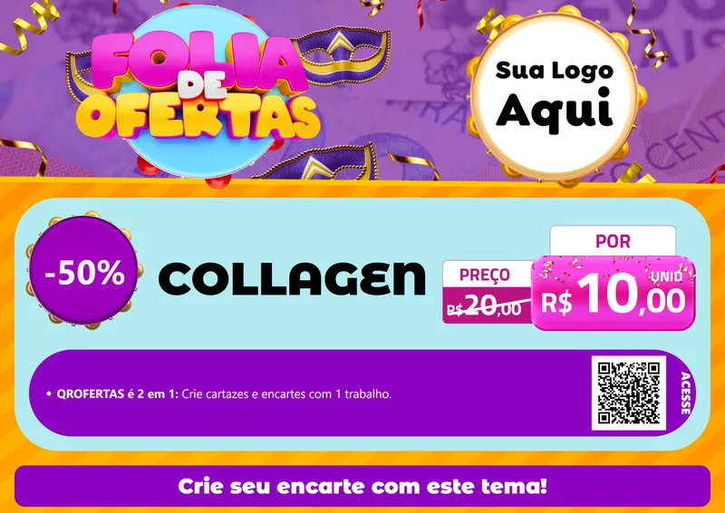 Modelo de Cartaz para Cartaz A4 Horizontal com o tema Folia de Ofertas para Suplementos alimentares