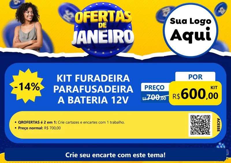 Modelo de Cartaz para Cartaz A4 Horizontal com o tema Ofertas de Janeiro para Maquinas e Ferramentas